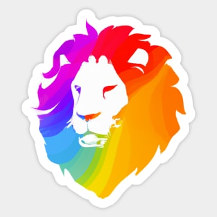 Cute Color Gradient Lion Shape Head Drawing Sticker